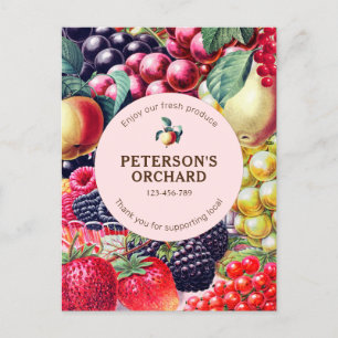 Carte Postale Label du Producteur Local de Fruits de Collection 