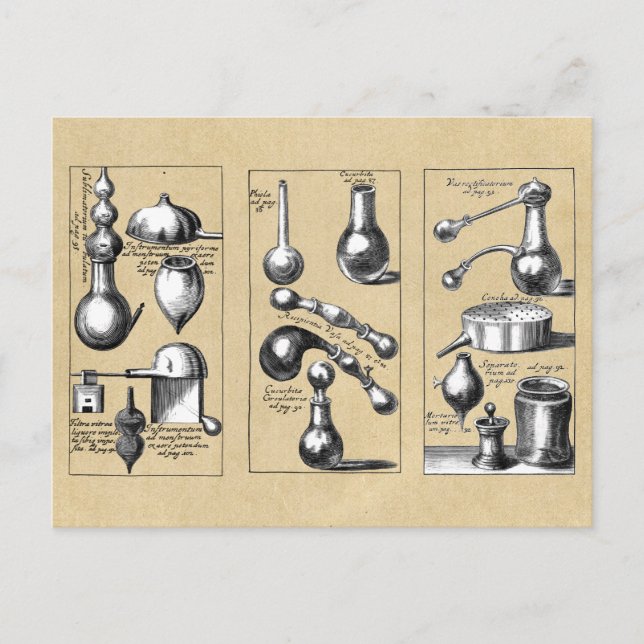 Carte Postale Laboratoire d'alchimie Mortier et pilon (Devant)