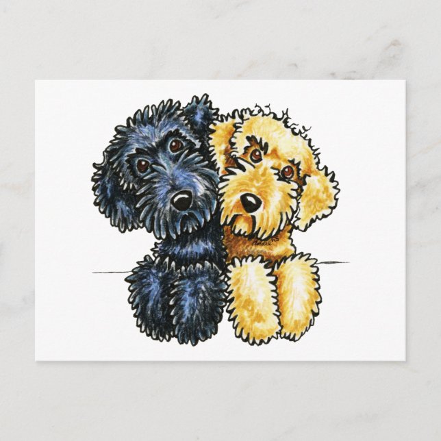 Carte Postale Labradoodles Jaune Noir Linked Up (Devant)