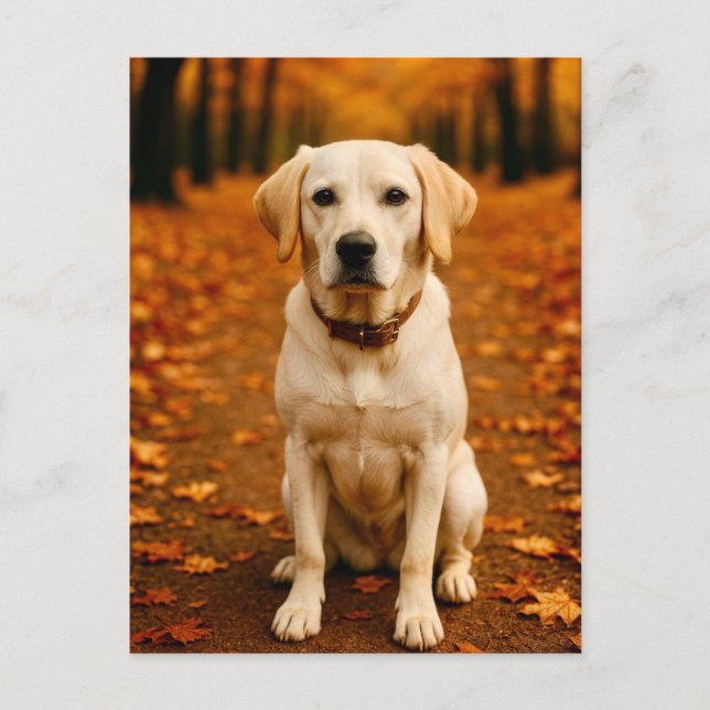 Carte postale Labrador automne Forêt dorée de l'au (Devant)