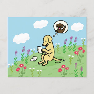 Carte Postale Labrador jaune et lettre d'un ami