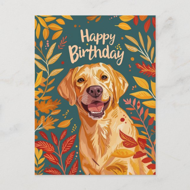 Carte Postale Labrador Joyeux anniversaire (Devant)