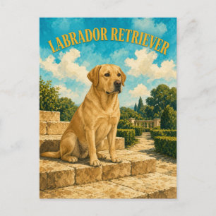 Carte Postale Labrador Retriever, Art Chien à l'aquarelle Vintag