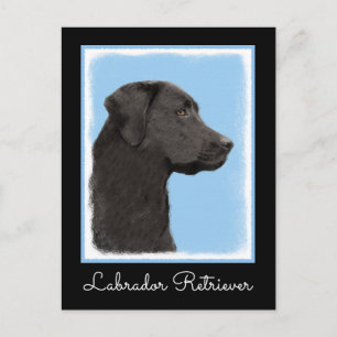 Carte Postale Labrador Retriever Black Peinture Original Chien A