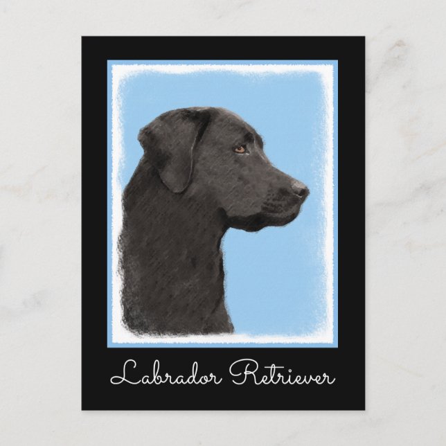 Carte Postale Labrador Retriever Black Peinture Original Chien A (Devant)