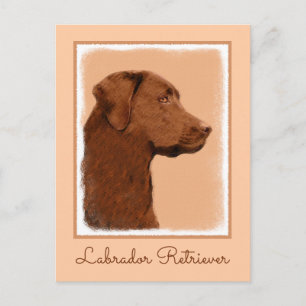 Carte Postale Labrador Retriever (Chocolat) Peinture - Chien Art