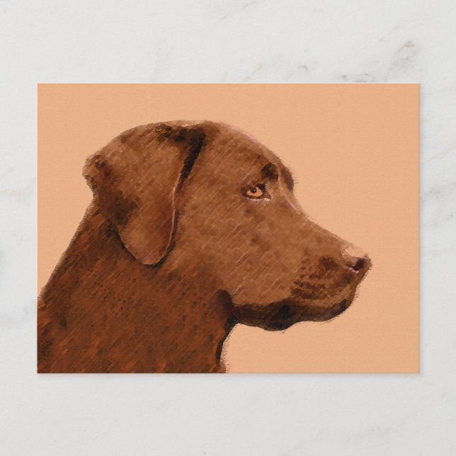 Carte Postale Labrador Retriever (Chocolat) Peinture - Chien Art (Devant)