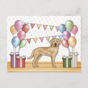 Carte Postale Labrador Retriever jaune Anniversaire coloré