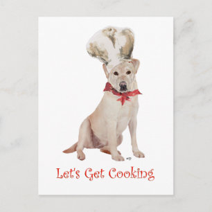 Carte Postale Labrador Retriever Jaune Cuisine