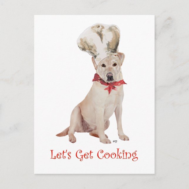 Carte Postale Labrador Retriever Jaune Cuisine (Devant)