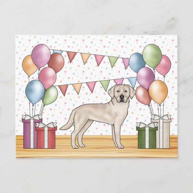 Carte Postale Labrador Retriever Lab couleur crème Anniversaire  (Devant)