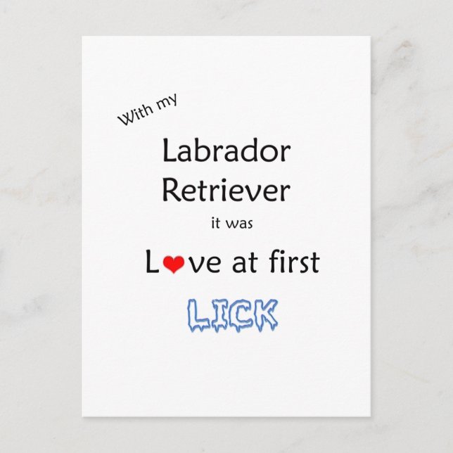 Carte Postale Labrador Retriever Love at First Lick (Devant)