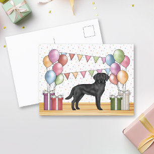 Carte Postale Labrador Retriever noir Lab Dog Anniversaire Color