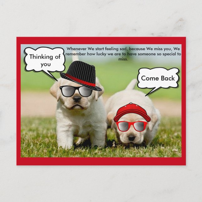 Carte Postale Labrador Retriever pense à vous pour revenir (Devant)