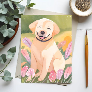 Carte Postale Labrador Retriever Puppy   Aquarelle de chien de l