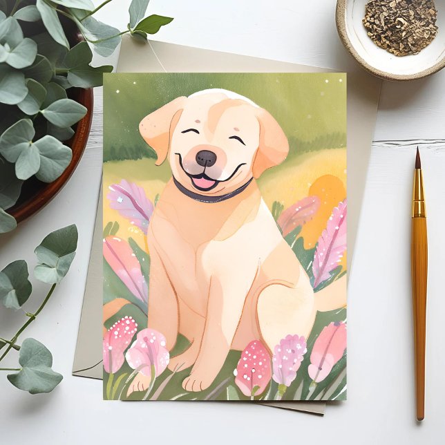 Carte Postale Labrador Retriever Puppy | Aquarelle de chien de l (Créateur téléchargé)