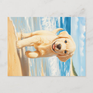 Carte Postale Labrador Retriever Puppy on Beach
