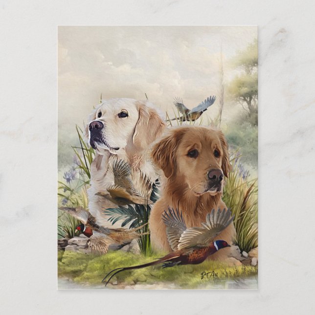 Carte Postale Labrador Retrivers avec faisan, Art (Devant)