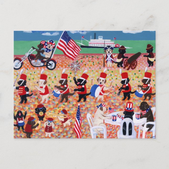 Carte Postale Labradors de la fête de l'Indépendance (Devant)