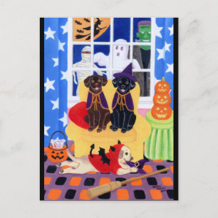 Carte Postale Labradors du parti Halloween !