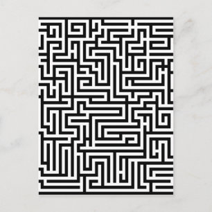 Carte Postale labyrinthe noir et blanc
