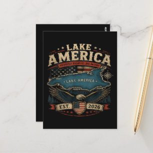 Carte Postale Lac Amérique États-Unis Auparavant Drôle Patriotiq
