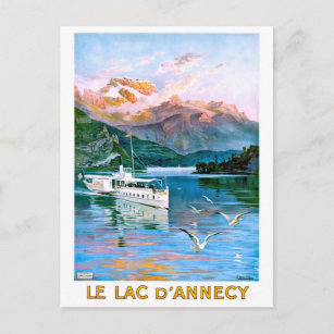 Carte Postale Lac Annecy, voilier, France, voyage vintage