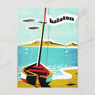 Carte Postale Lac Balaton, bateau de pêche sur la côte, Hongrie