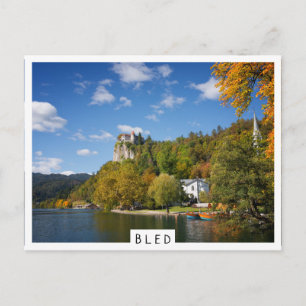 Carte Postale Lac Bled avec des arbres aux couleurs de l'automne