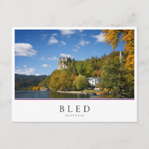 Carte Postale Lac Bled avec des arbres en automne couleurs en Sl