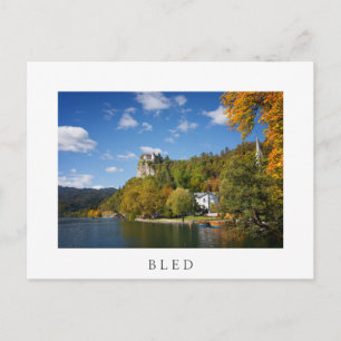Carte Postale Lac Bled avec des arbres en automne couleurs en Sl