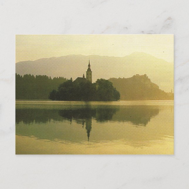 Carte Postale Lac Bled, ex-Yougoslavie, Image vintage (Devant)