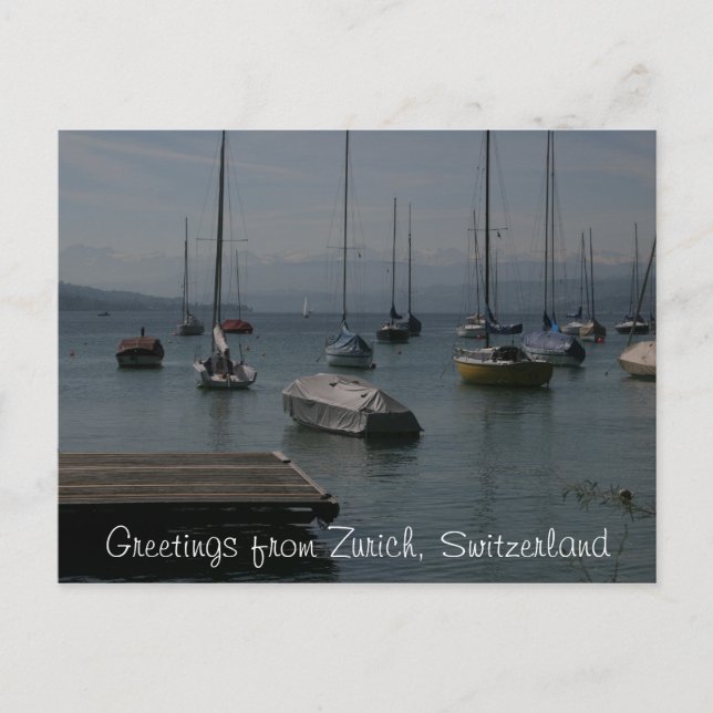 Carte postale Lac Boats Zurich (Devant)