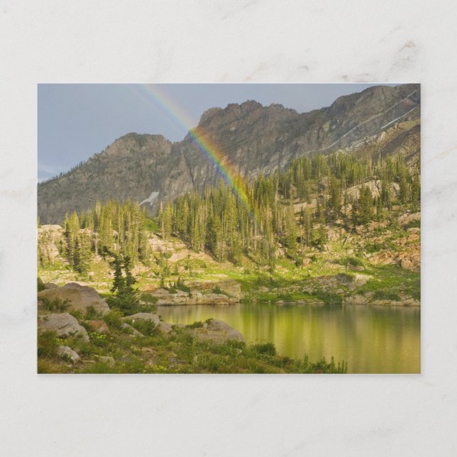 Carte Postale Lac Cecret avec arc-en-ciel sur Devil's Castle, (Devant)