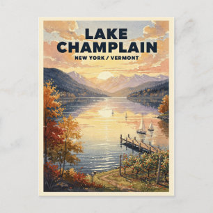 Carte Postale Lac Champlain New York Vermont Voyage Vintage