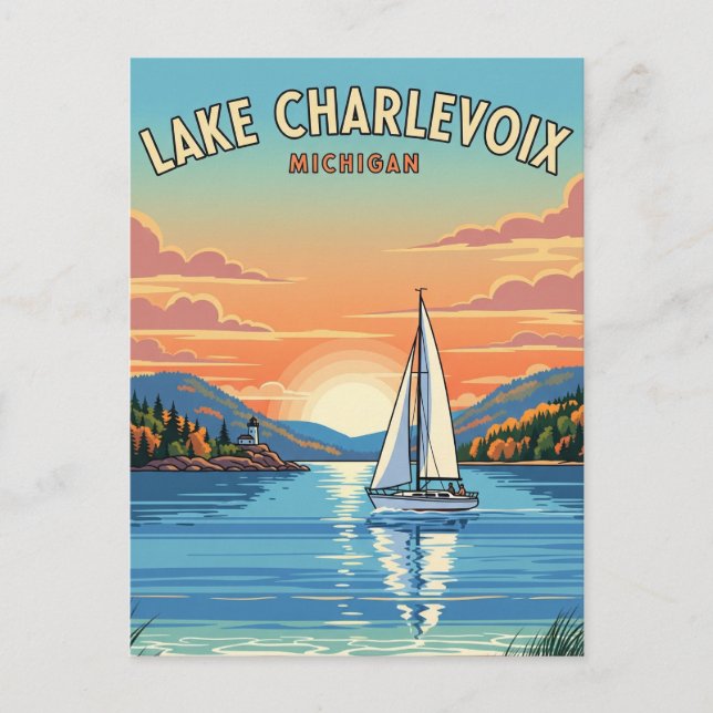 Carte Postale Lac Charlevoix Michigan Travel (Devant)