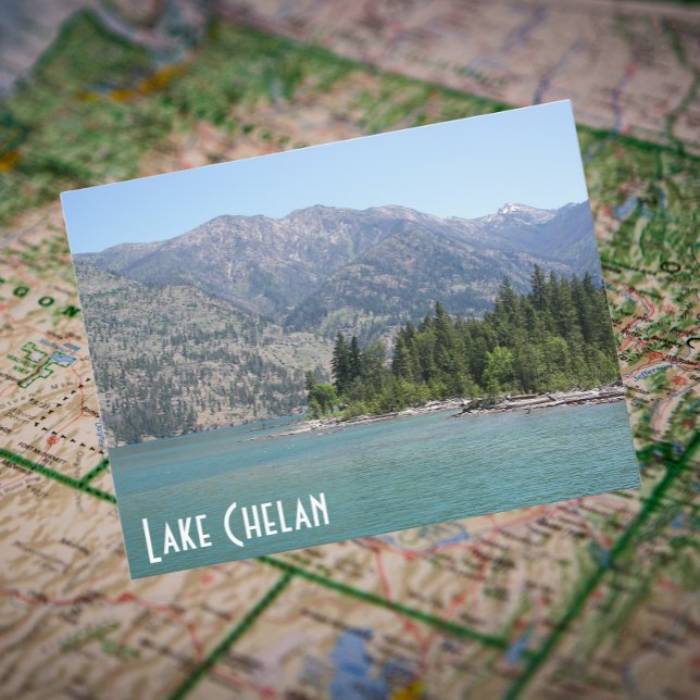 Carte Postale Lac Chelan, Washington Photo de voyage (In Situ Map)