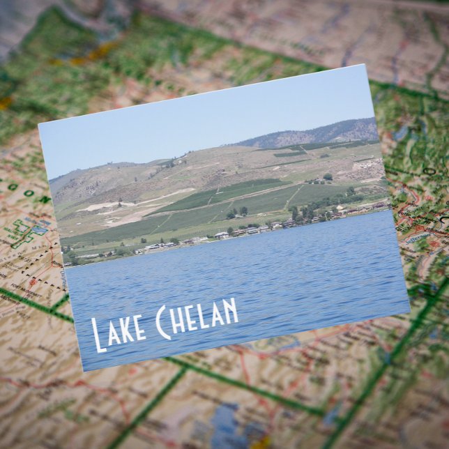 Carte Postale Lac Chelan, Washington Photo de voyage (In Situ Map)