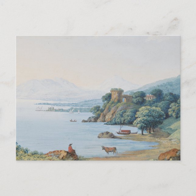 Carte Postale Lac d'Annecy avec Château par Carl Ludwig Hackert (Devant)