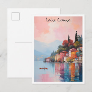 Carte Postale Lac de Côme Italie Art de Voyage Rétro