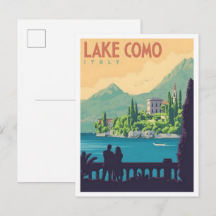 Carte Postale Lac de Côme Italie Art Voyage Vintage