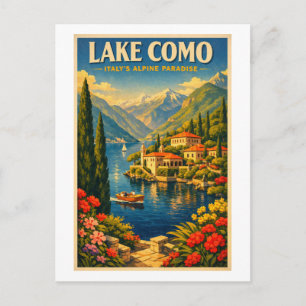 Carte Postale Lac de Côme, Italie, dans un classique rétro voyag
