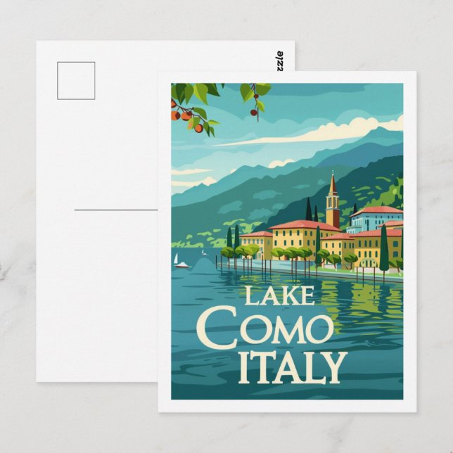 Carte Postale Lac de Côme Italie Vintage célèbre Travel Place (Devant / Derrière)