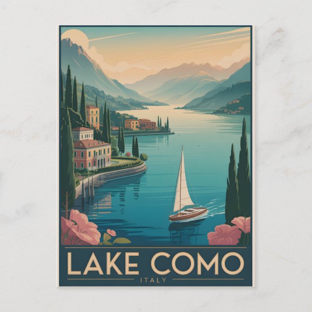 Carte Postale Lac de Côme Vintage (Devant)