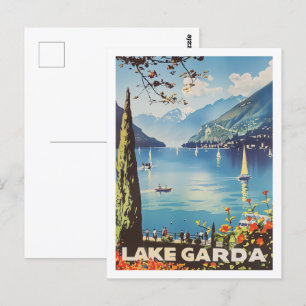 Carte Postale Lac de Garde Italie Vintage célèbre Travel Place