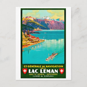 Carte Postale Lac de Genève, vue aérienne, Suisse, vintage