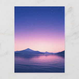 Carte Postale Lac de montagne serein sous les étoiles la nuit