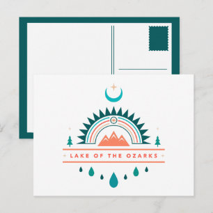 Carte Postale lac des ozarks boho arc-en-ciel lune
