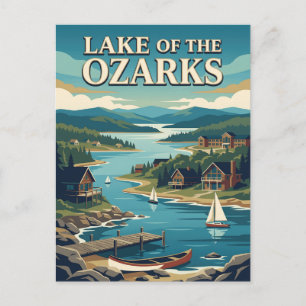 Carte Postale Lac des Ozarks Missouri Affiche Rétro Vintage