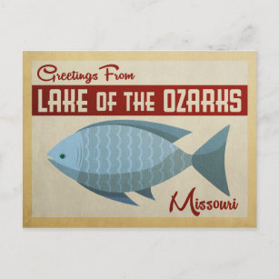 Carte Postale Lac du Vintage voyage de poissons Ozarks